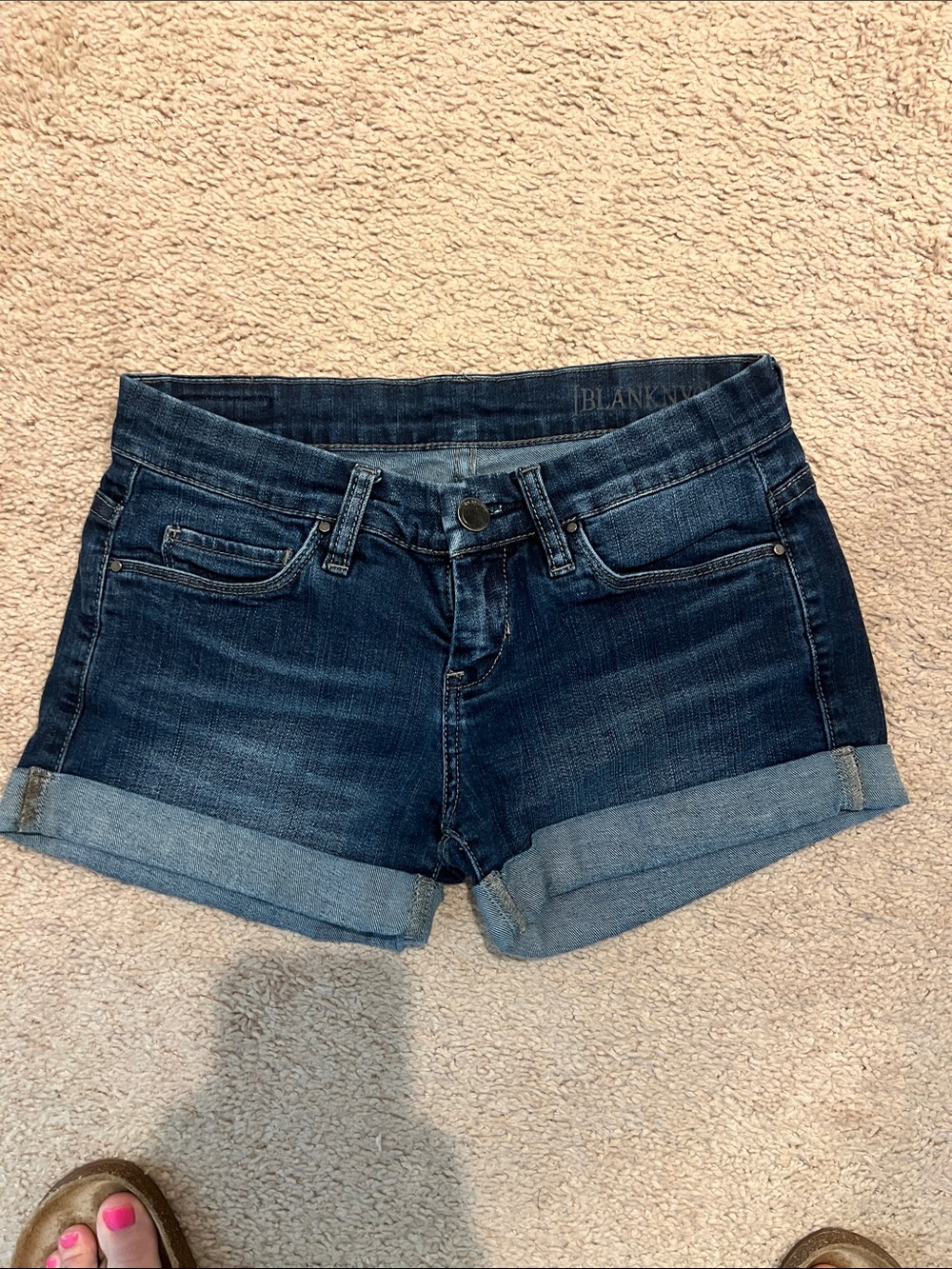 Blank NYC Dark Blue Rolled Hem Denim Shorts